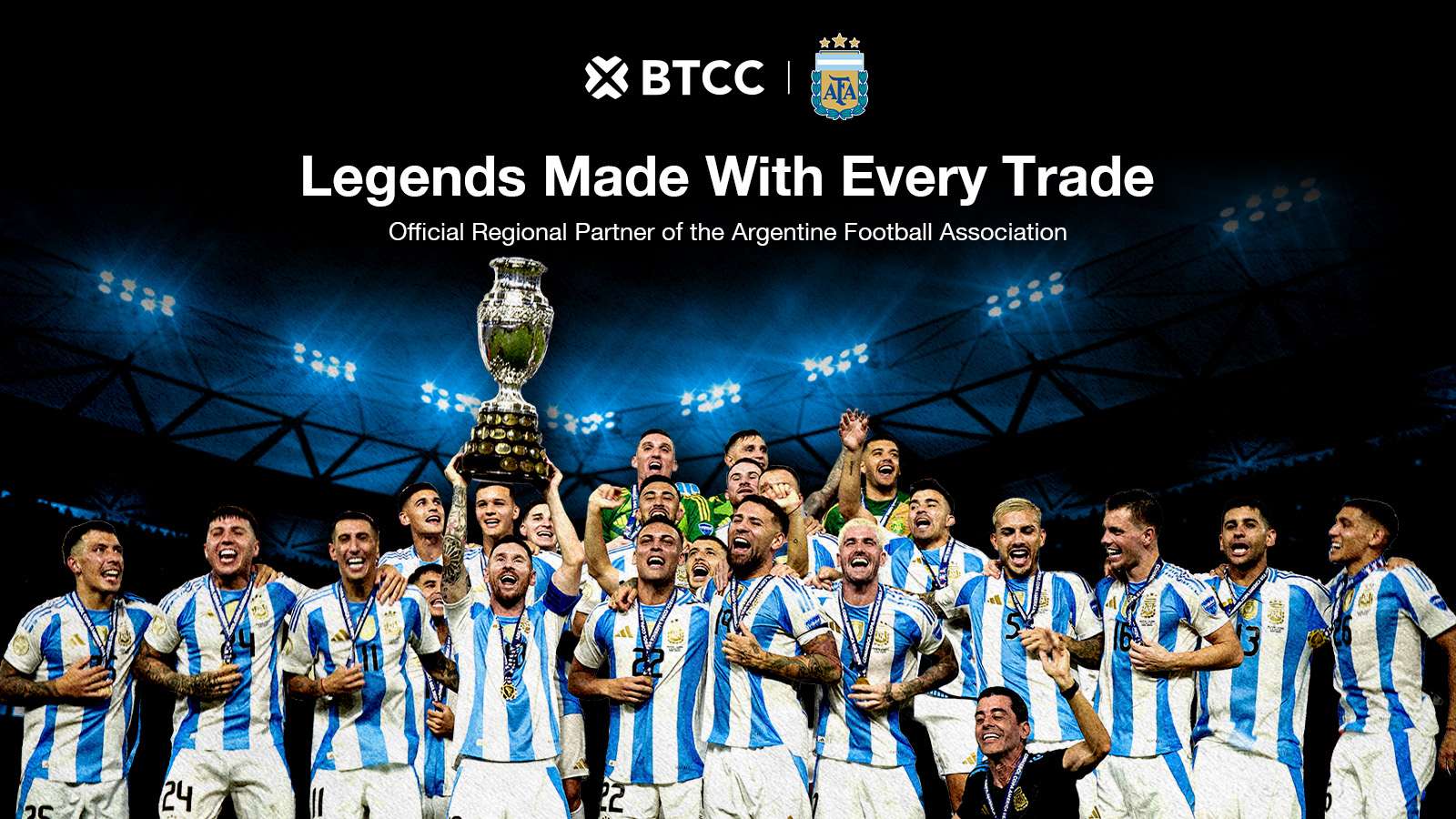 Argentina national football team celebrating with the World Cup